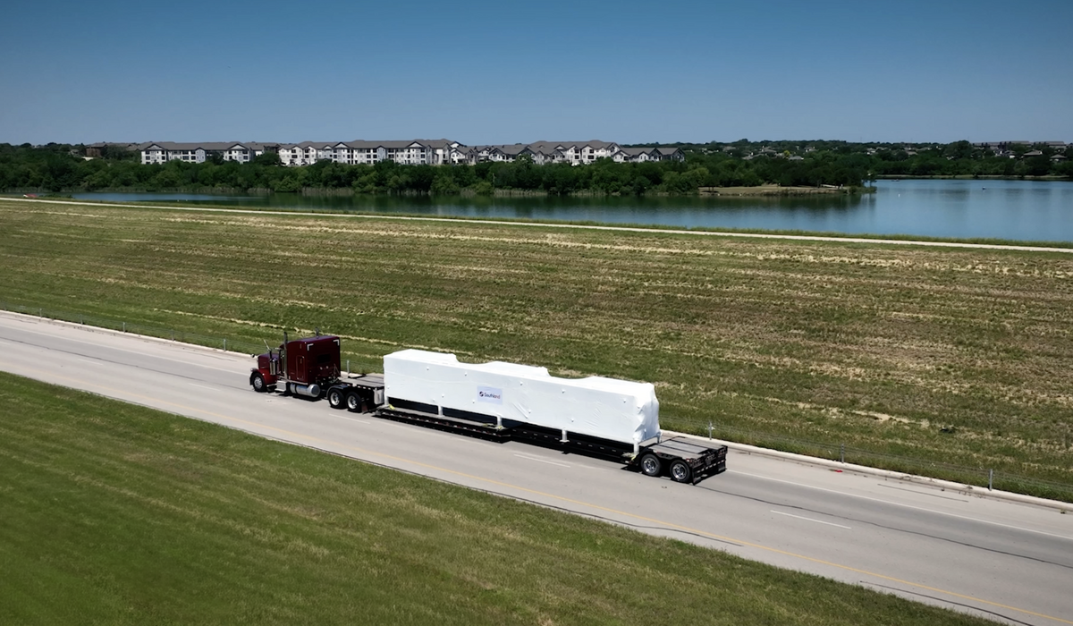 Modular solutions module being delivered on a truck