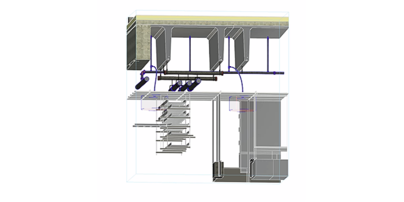 Using 3D modeling for concrete tee construction for fire protection in a data center