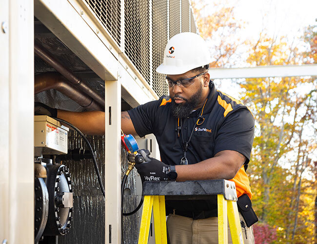 service member working